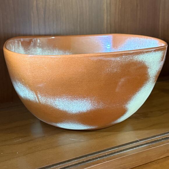 Vintage Frankoma Pottery Serving Bowl Plainsman Gold 5N 10.25” across. FLAW - Picture 3 of 7